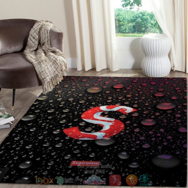 Supreme Fashion Brand Rain Drop Black Rug