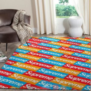 Supreme Fashion Brand Red Blue Orange Rug