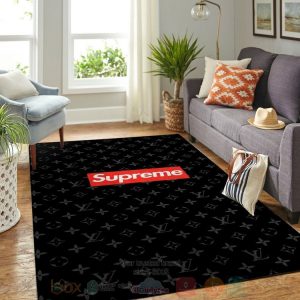 Supreme-Louis Vuitton Red Logo Black Inspired Rug