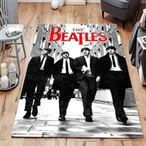 The Beatles In Black And White Suits Full Body Vintage Living Room Area Rug