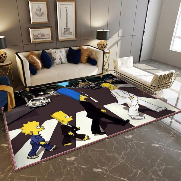 The Simpsons Crossing Abbey Road Beatles Style Living Room Area Rug Carpet