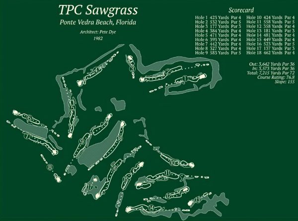 Tpc Sawgrass Florida Map Rug