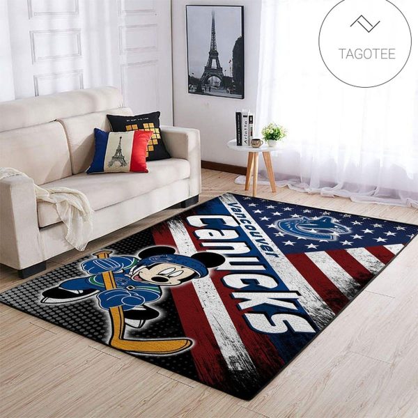 Vancouver Canucks Nhl Team Logo Mickey Us Style Nice Gift Home Decor Rectangle Area Rug