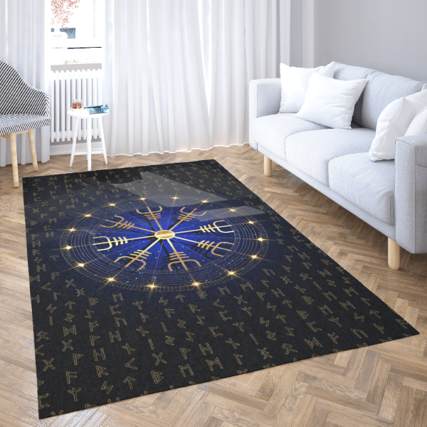 Vegvisir And Rune Ver1 Viking Area Rug