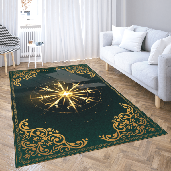 Vegvisir And Rune Ver2 Viking Area Rug