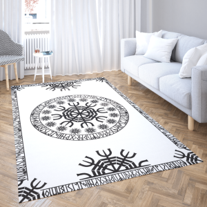 Vegvisir And Rune Ver4 Viking Area Rug