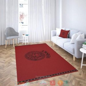 Versace Black Logo Dark Red Rug Carpet