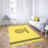 Versace Black Logo Pattern Border Yellow Rug Carpet