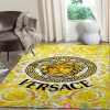 Versace Black Logo Pattern Yellow Gold Rug Carpet