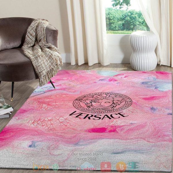 Versace Black Pattern Pink Rug Carpet