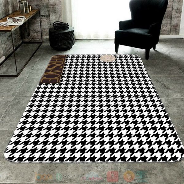 Versace Brand Houndstooth Pattern Rectangle Rug