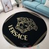 Versace Brand Logo Black Round Rug