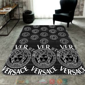 Versace Brand Logo Black Rug