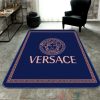 Versace Brand Logo Dark Blue Rectangle Rug