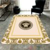 Versace Brand Logo White Yellow Rectangle Rug