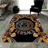 Versace Brand Logo Yellow White Black Rectangle Rug