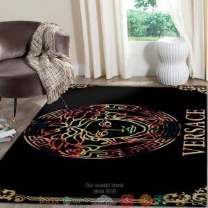 Versace Colors Logo Black Rug Carpet