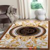 Versace Gold Circle Flower Pattern White Rug Carpet