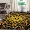 Versace Gold Flower Pattern Black Rug Carpet