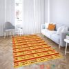 Versace Gold Line Pattern Red Rug Carpet