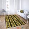 Versace Gold Stripe Logo Pattern Black Rug Carpet