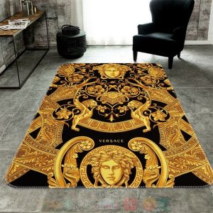 Versace High-End Brand Black Yellow Pattern Rectangle Rug