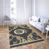 Versace Yellow Flower Pattern Black Rug Carpet