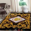 Versace Yellow Pattern White Square Pattern Black Rug Carpet