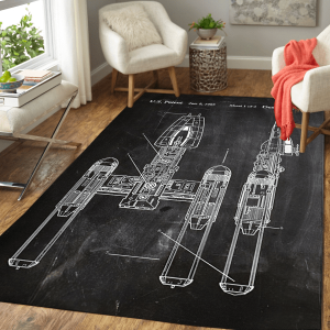 X-Wing Star Wars Black Rug